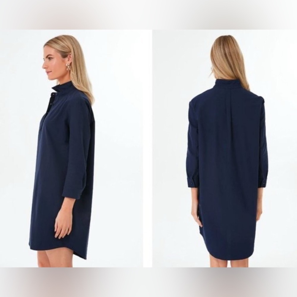 Pomander Place French Navy Polly Relaxed Fit Shirt Mini Dress Size M - Picture 2 of 12